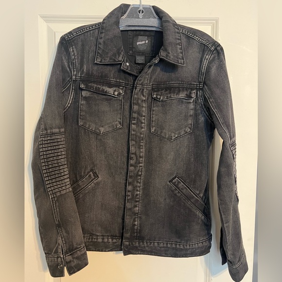Black Denim Jacket with Front Placket - Picture 2 of 5